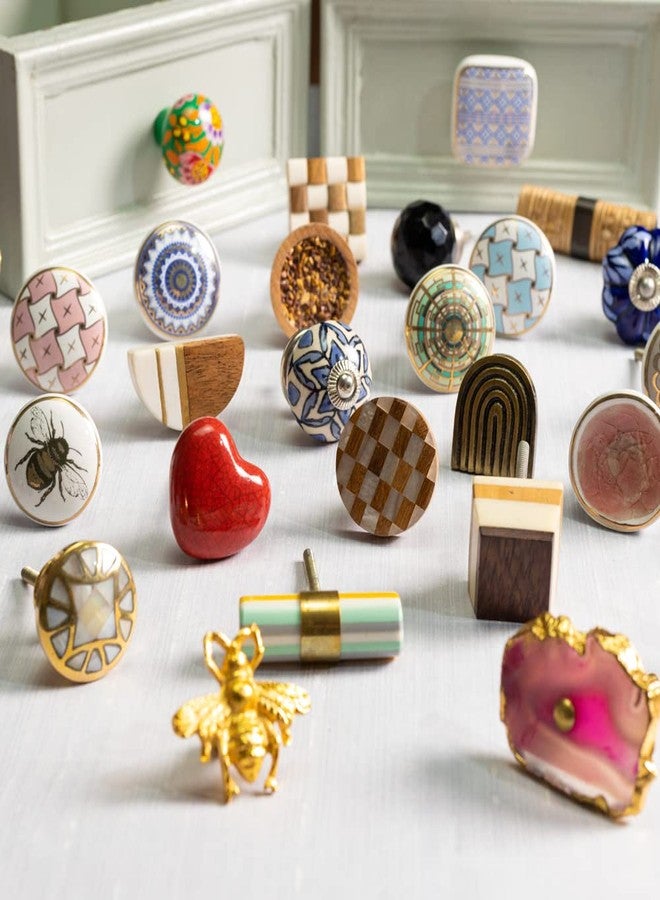 Indian-Shelf Handcrafted Ceramic Door Knob Multicolor Kid Door Pull Handle Round Flat Animal Cupboard Handles -25 Pieces(1.5 Inches) - Image 4